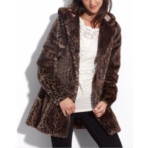Free People About Town Leopard Faux Fur Coat.